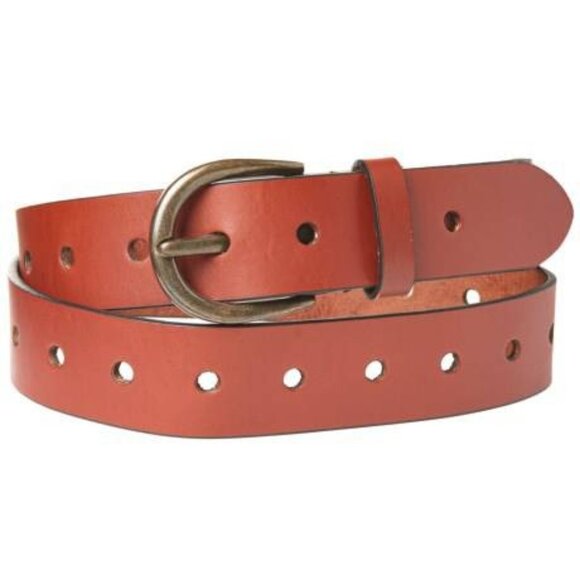 Timberland Brown Leather Belt With Brass Buckle Womens XL 35mm wide 42in Long - Picture 1 of 5